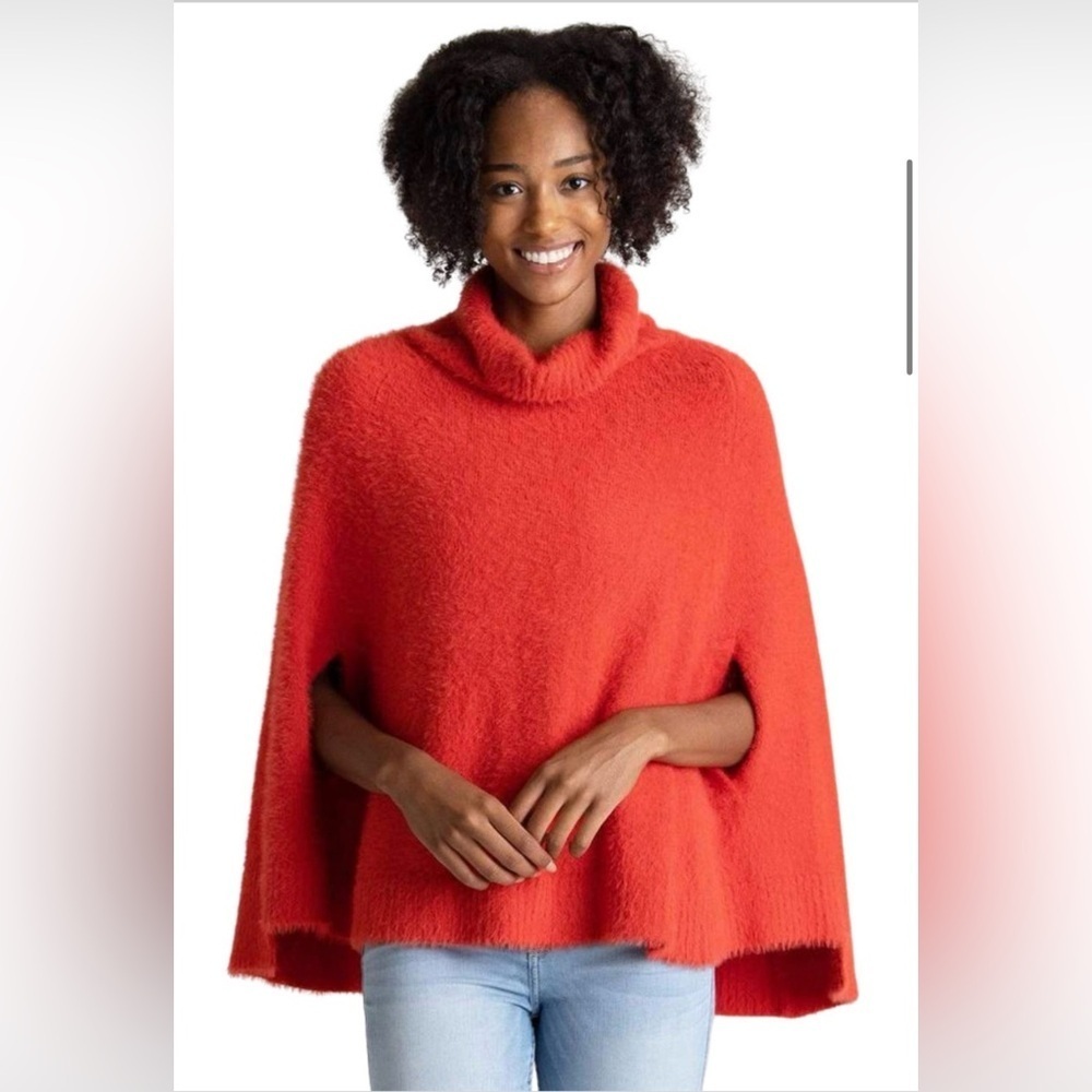 Red Chalet Poncho by Mer-Sea, Petite one size